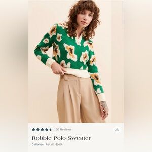 Callahan Green Floral V-Neck Sweater